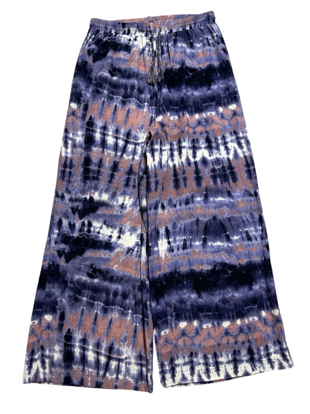 For Cynthia Wide Leg Linen blend tie dye pants size Large blue